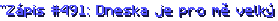"Zápis #491: Dneska je pro mě velký